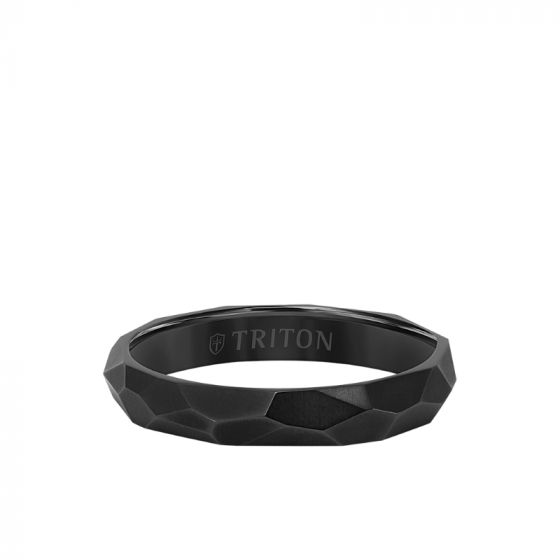 Triton 4MM Titanium Ring with Faceted Brushed Finish