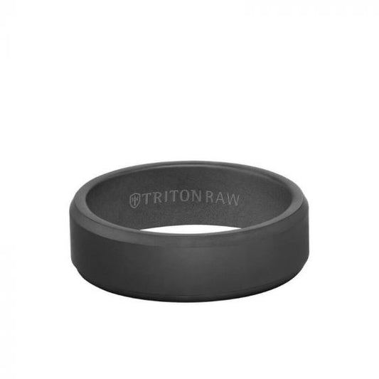Triton 7MM Tungsten RAW Black DLC Ring - Matte Finish and Bevel Edge