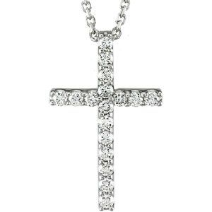 14K White 1/5 CTW Petite Diamond Cross 18 Necklace