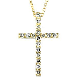 14K Yellow 1/4 CTW Petite Diamond Cross 18 Necklace