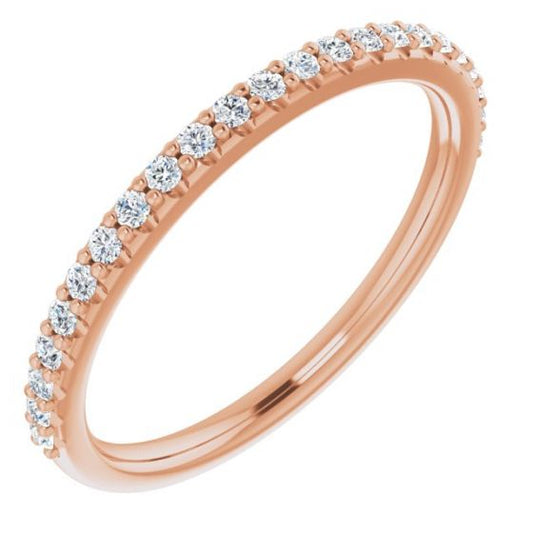 14K Rose 1/4 CTW Diamond Band for 7x5 mm Emerald Ring