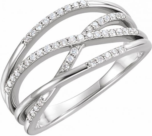 14K White 1/5 CTW Diamond Criss-Cross Ring
