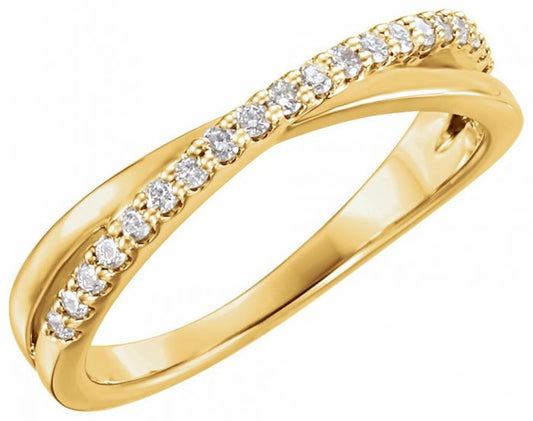14K Yellow 1/5 CTW Diamond Criss-Cross Ring