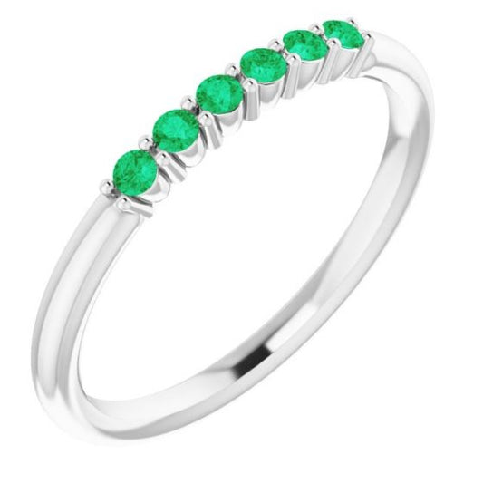 14K White Emerald Stackable Ring