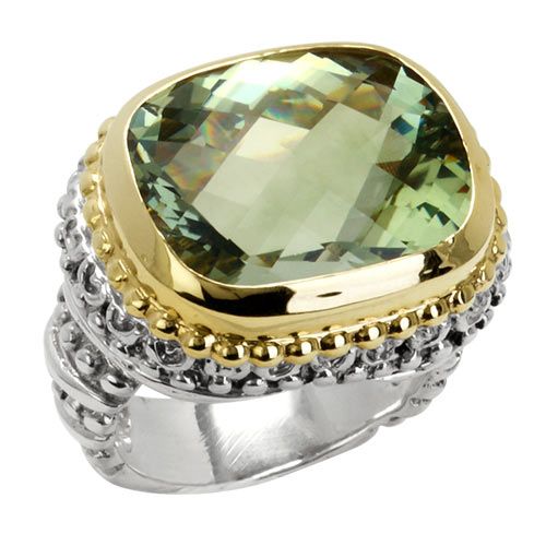 Alwand Vahan 14k Gold & Sterling Silver Diamond and Green Amethyst Ring