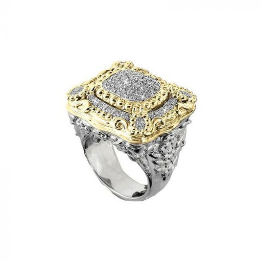 Vahan 14k Yellow Gold & Sterling Silver Pave Diamond Ring