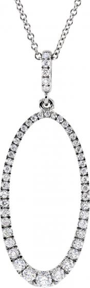 14K White 5/8 CTW Diamond Oval Silhouette 18 Necklace