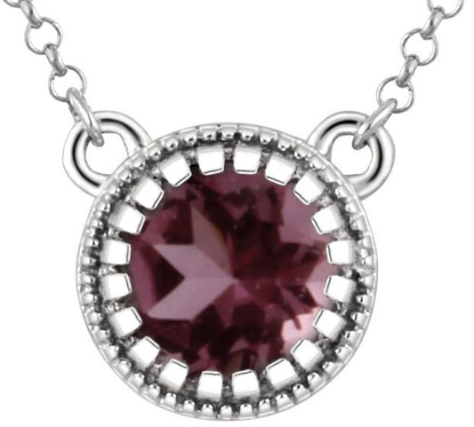 14K White Pink Tourmaline October 18 Birthstone Necklace