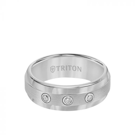 Triton Grey Tungsten Carbide Diamond Wedding Band