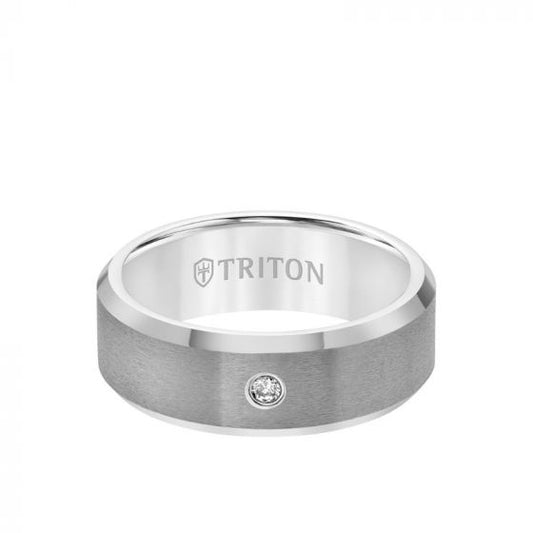 Triton Grey Tungsten Carbide Diamond Wedding Band