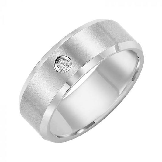 Triton Flat Bevel Edge Stone Wedding Band