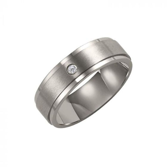 Triton Flat Step Edge Stone Wedding Band