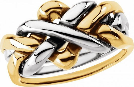 14K Yellow/White 12.5 mm 4-Piece Puzzle Ring