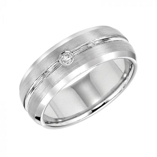 Triton Dome Bevel Edge Stone Wedding Band