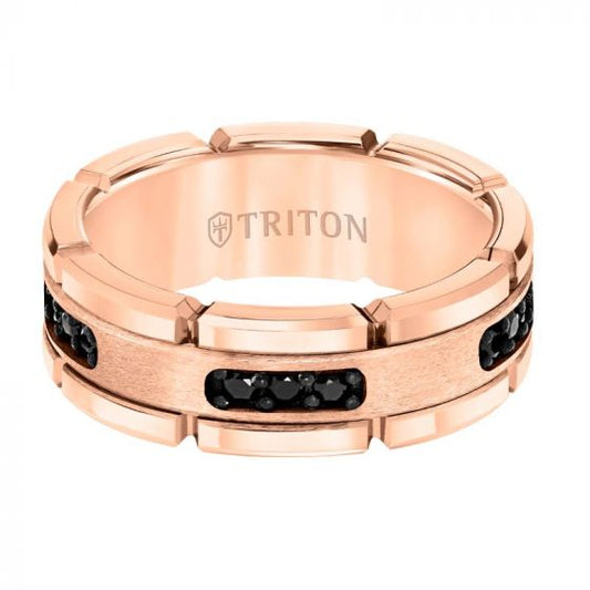 Triton Flat Flat Edge Stone Wedding Band