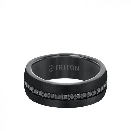 Triton Black Tungsten Carbide Wedding Band