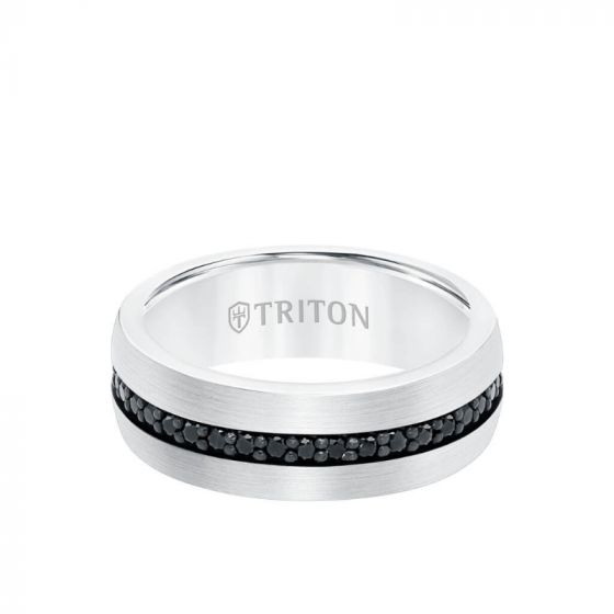 Triton White Tungsten Carbide Wedding Band