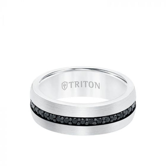 Triton White Tungsten Carbide Wedding Band