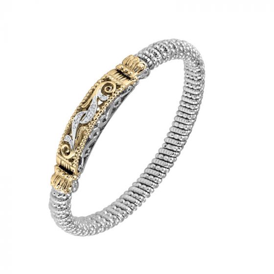 Vahan 14k Yellow Gold & Sterling Silver Scroll Design Bracelet