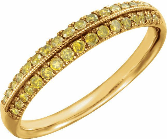 14K Yellow 1/3CTW Yellow Diamond Wedding Band