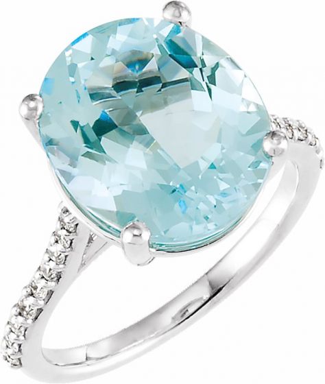 14K White Sky Blue Topaz & 1/4 CTW Diamond Ring