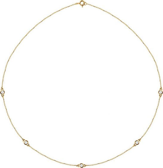 14K Yellow 1/2 CTW Diamond 5-Station 18 Necklace