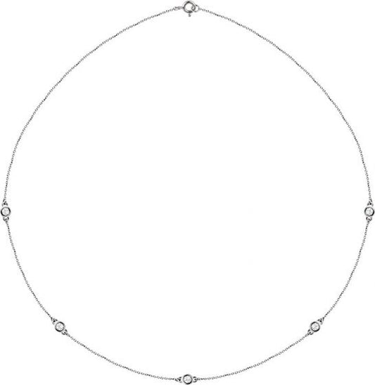 14K White 1/2 CTW Diamond 5-Station 18 Necklace
