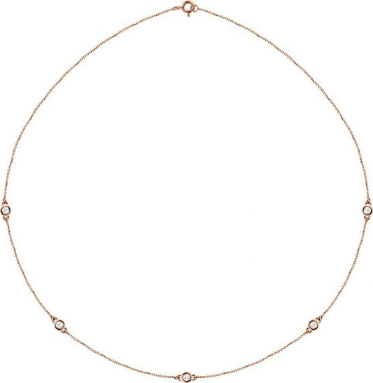14K Rose 1/2 CTW Diamond 5-Station 18 Necklace