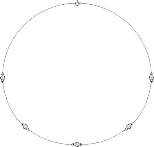 14K White 3/4 CTW Diamond 5-Station 18 Necklace