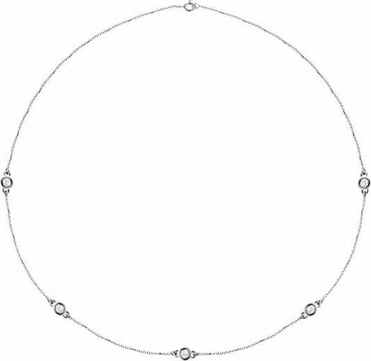 14K White 1 CTW Diamond 5-Station 18 Necklace