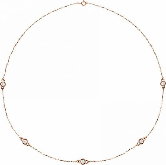 14K Rose 1 CTW Diamond 5-Station 18 Necklace