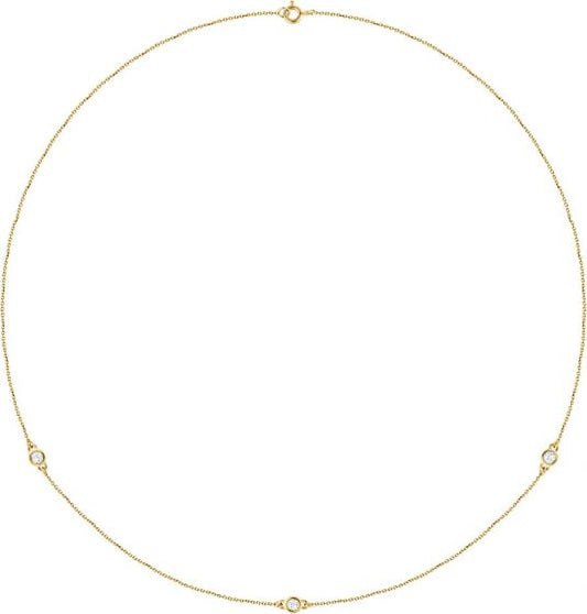 14K Yellow 1/4 CTW Diamond 3-Station 18 Necklace