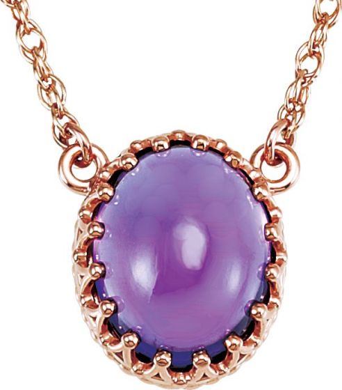 14K Rose 10x8 mm Oval Amethyst 18 Necklace