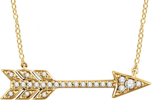 14K Yellow 1/10 CTW Diamond Arrow 18 Necklace