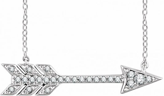 14K White 1/10 CTW Diamond Arrow 18 Necklace
