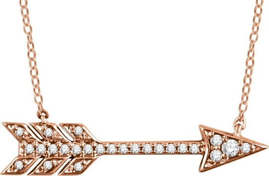 14K Rose 1/10 CTW Diamond Arrow 18 Necklace