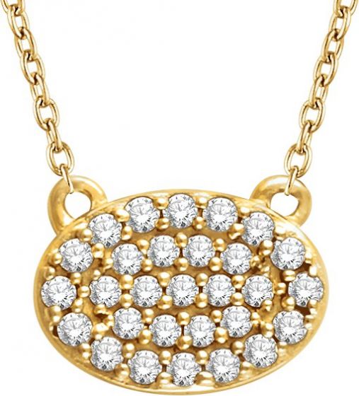 14K Yellow 1/5 CTW Diamond Oval Cluster 16-18 Necklace