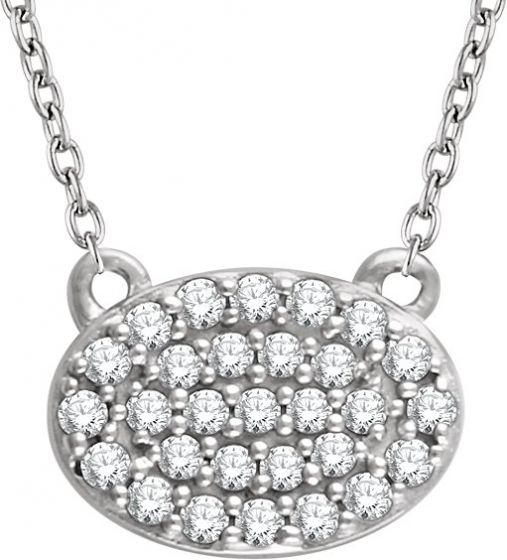 14K White 1/5 CTW Diamond Oval Cluster 16-18 Necklace