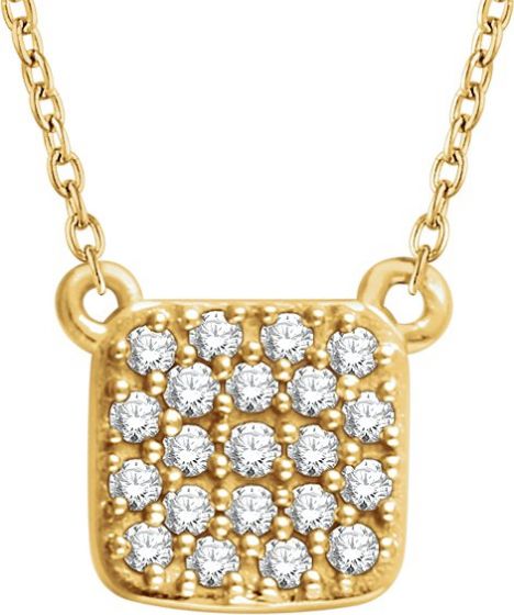14K Yellow 1/6 CTW Diamond Square Cluster 16-18 Necklace
