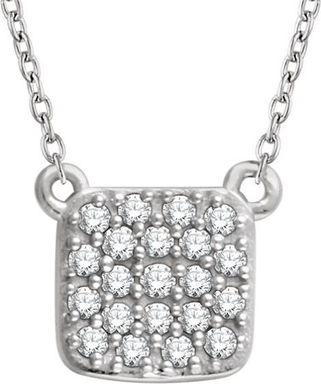 14K White 1/6 CTW Diamond Square Cluster 16-18 Necklace