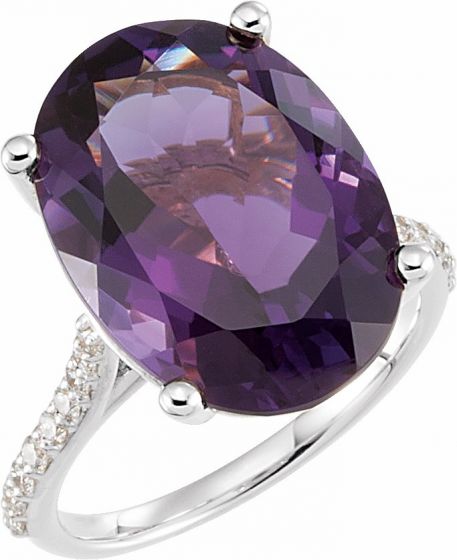 14K White Amethyst & 1/4 CTW Diamond Ring