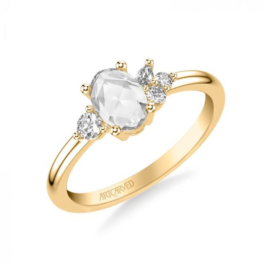 Artcarved Bridal Mounted Mined Live Center Contemporary Diamond Engagement Ring 14K Yellow Gold