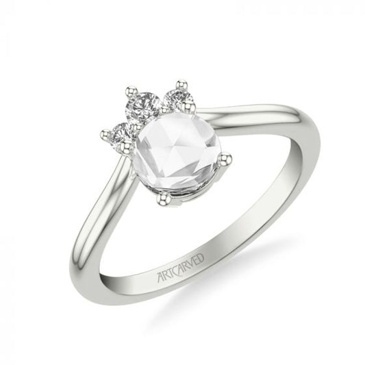 Artcarved Bridal Mounted Mined Live Center Contemporary Diamond Engagement Ring 14K White Gold
