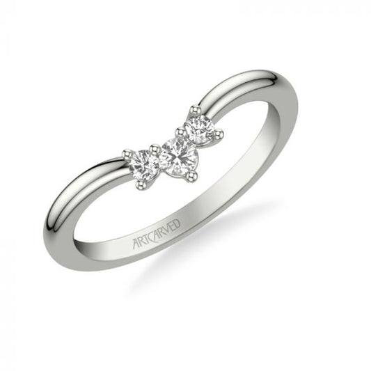 Artcarved Bridal Mounted with Side Stones Contemporary Diamond Wedding Band 14K White Gold