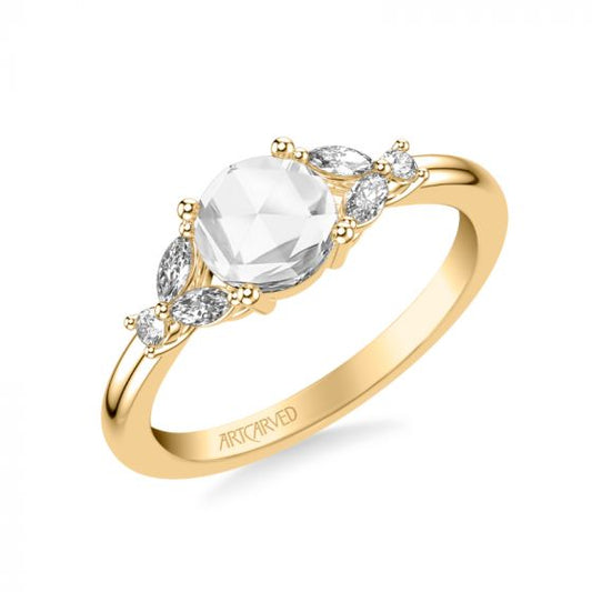 Artcarved Bridal Mounted Mined Live Center Contemporary Diamond Engagement Ring 14K Yellow Gold