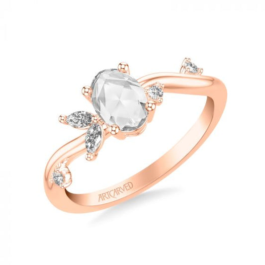 Artcarved Bridal Mounted Mined Live Center Contemporary Diamond Engagement Ring 14K Rose Gold