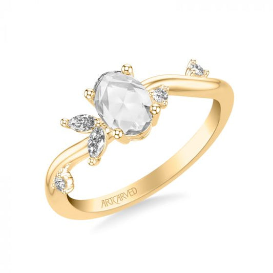Artcarved Bridal Mounted Mined Live Center Contemporary Diamond Engagement Ring 14K Yellow Gold