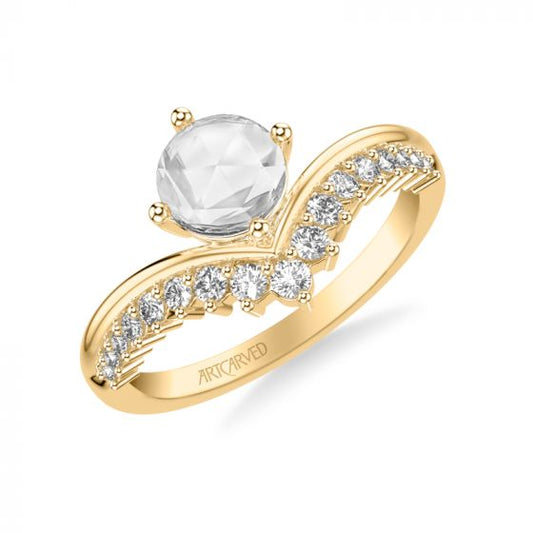 Artcarved Bridal Mounted Mined Live Center Contemporary Diamond Engagement Ring 14K Yellow Gold