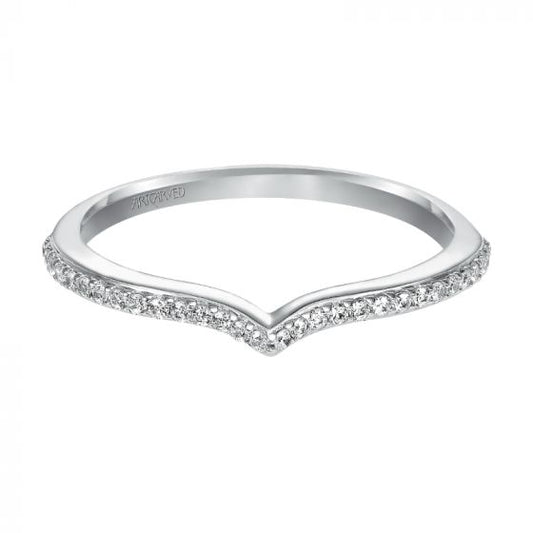 Artcarved Bridal Mounted with Side Stones Contemporary Diamond Wedding Band Lauren 14K White Gold
