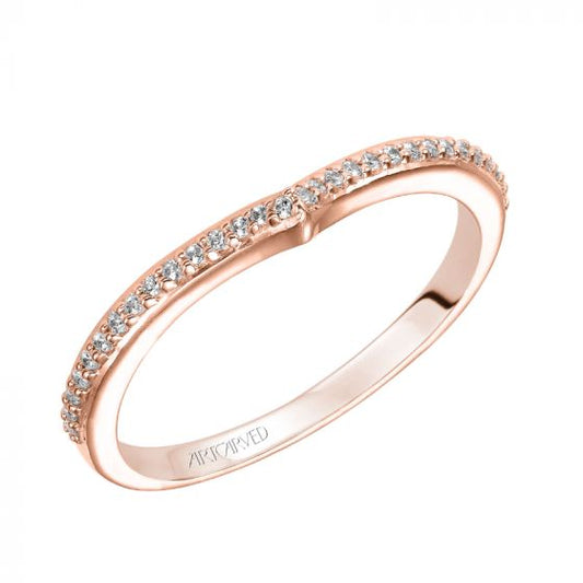 Artcarved Bridal Mounted with Side Stones Classic Diamond Wedding Band Elizabeth 14K Rose Gold